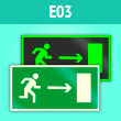 Знак E03 «Направление к эвакуационному выходу направо» (фотолюм. пластик, 300х150 мм)